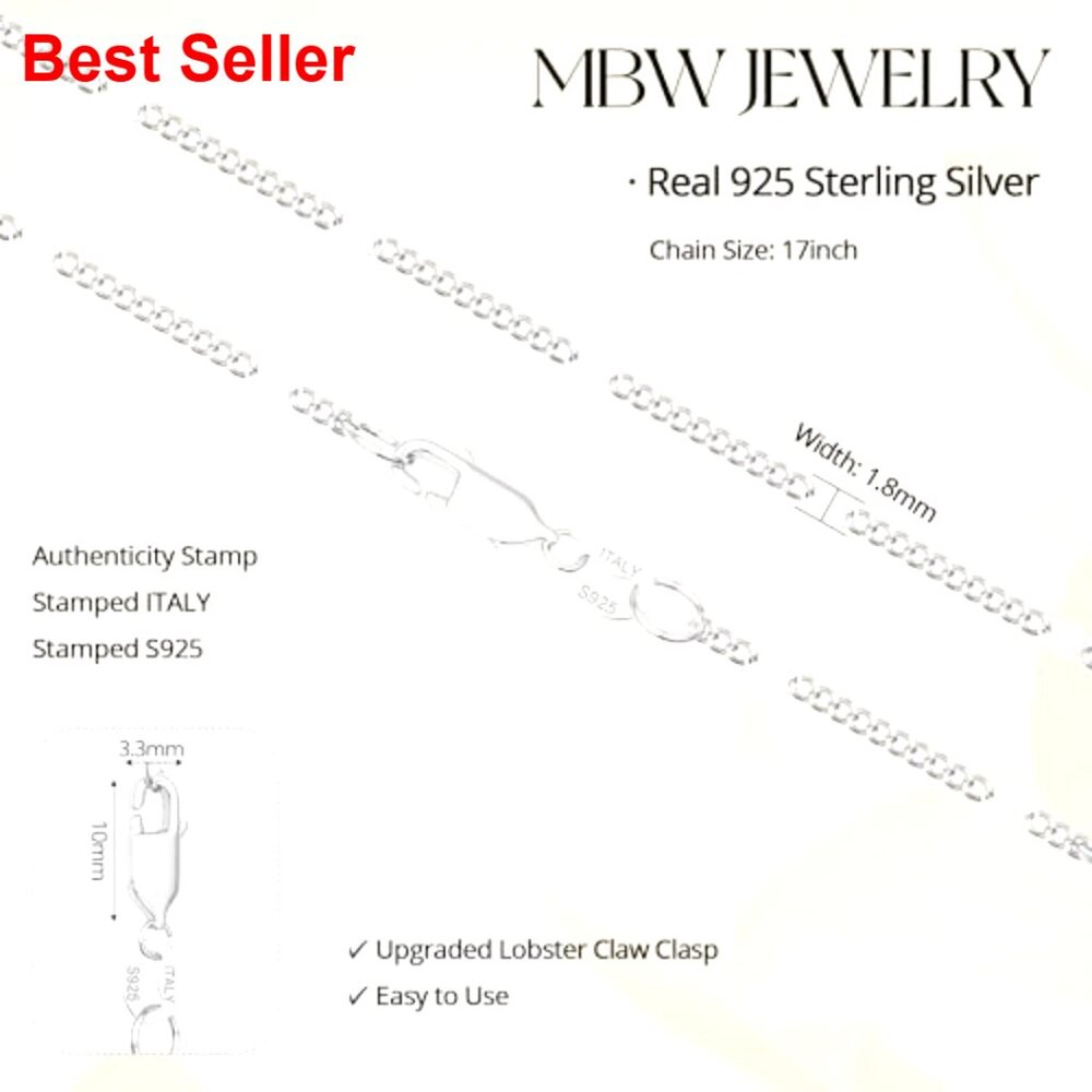 925 Sterling Silver Cuban Link Chain Necklace, Dainty Layering Jewelry - Picture 2 of 7